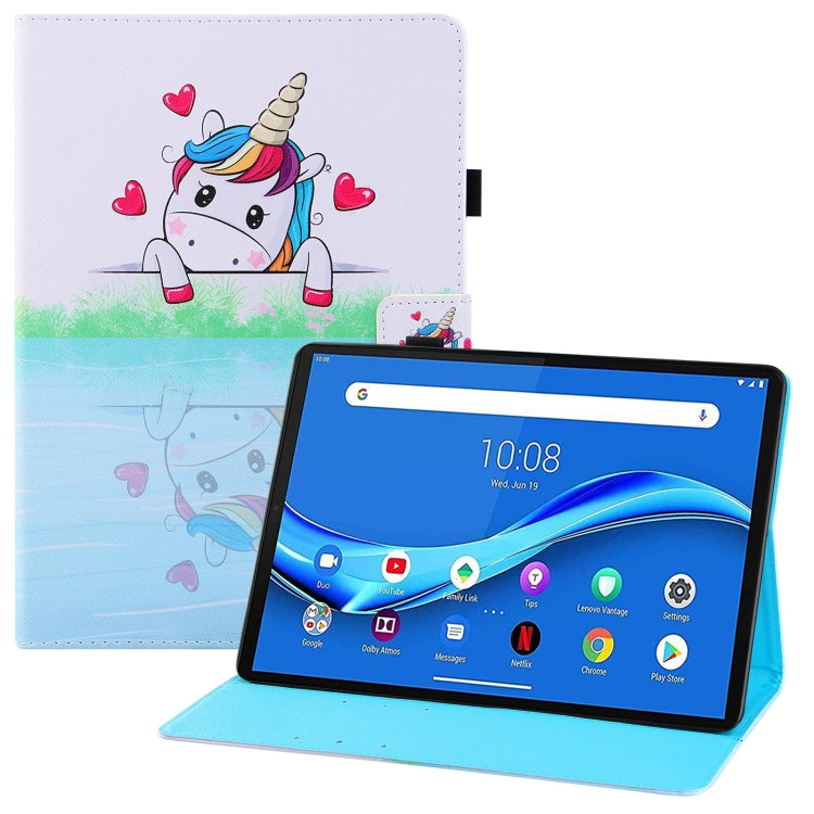 For Lenovo Tab M10 FHD Plus TB-X606F Colored Drawing Horizontal Flip PU Leather Case with Holder & Card Slots & Wallet