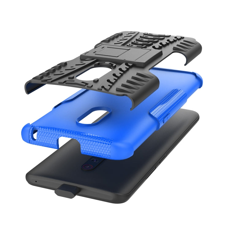 For OPPO Realme X Tire Texture TPU + PC Shockproof Case with Holder