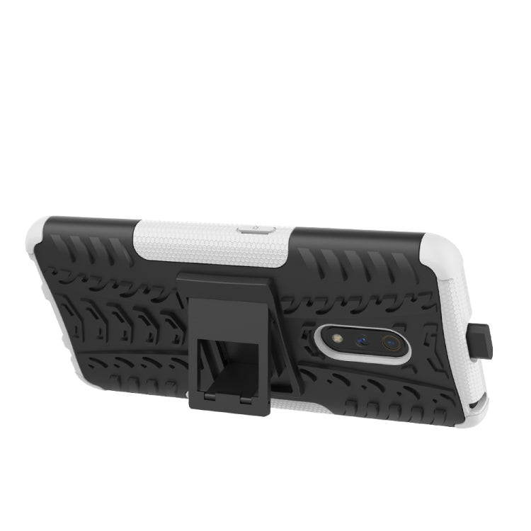 For OPPO Realme X Tire Texture TPU + PC Shockproof Case with Holder