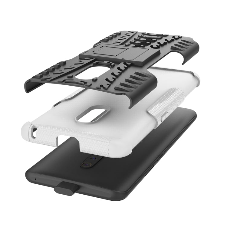 For OPPO Realme X Tire Texture TPU + PC Shockproof Case with Holder