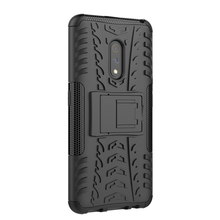 For OPPO Realme X Tire Texture TPU + PC Shockproof Case with Holder