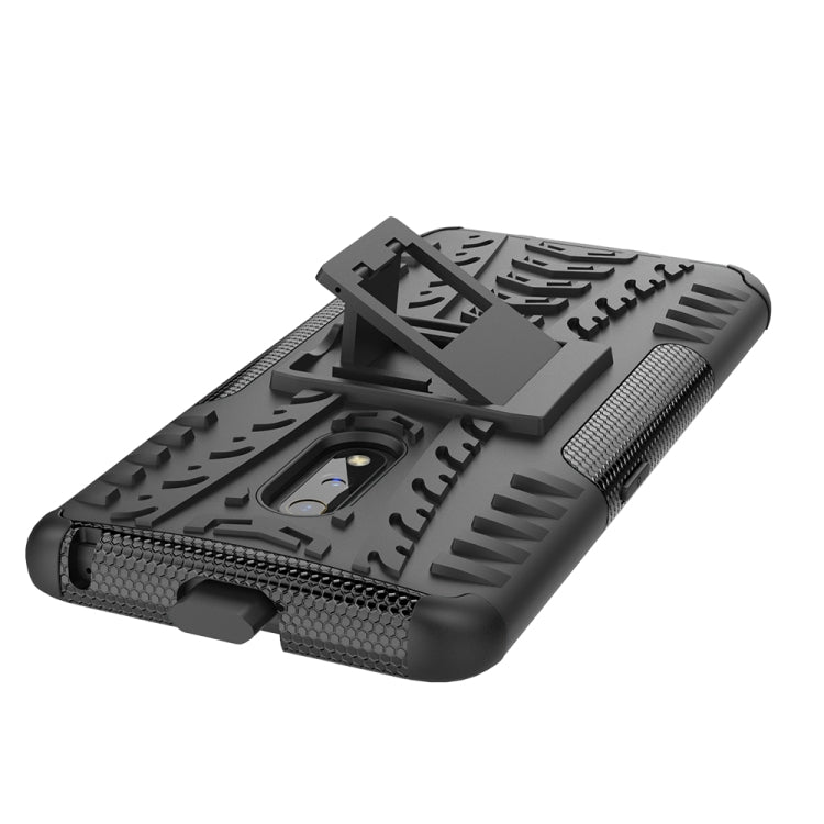 For OPPO Realme X Tire Texture TPU + PC Shockproof Case with Holder