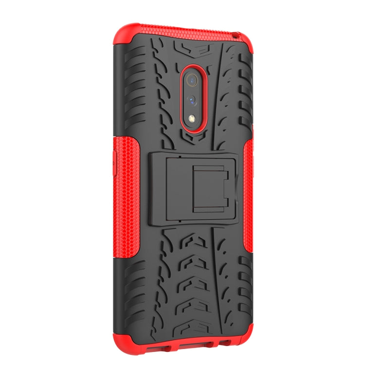 For OPPO Realme X Tire Texture TPU + PC Shockproof Case with Holder