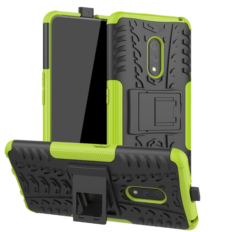 For OPPO Realme X Tire Texture TPU + PC Shockproof Case with Holder