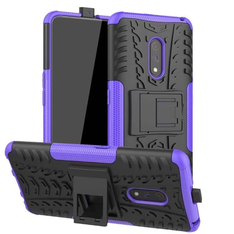 For OPPO Realme X Tire Texture TPU + PC Shockproof Case with Holder