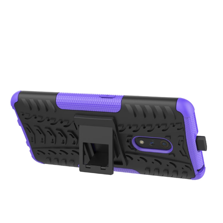 For OPPO Realme X Tire Texture TPU + PC Shockproof Case with Holder