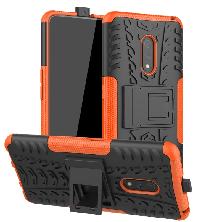 For OPPO Realme X Tire Texture TPU + PC Shockproof Case with Holder
