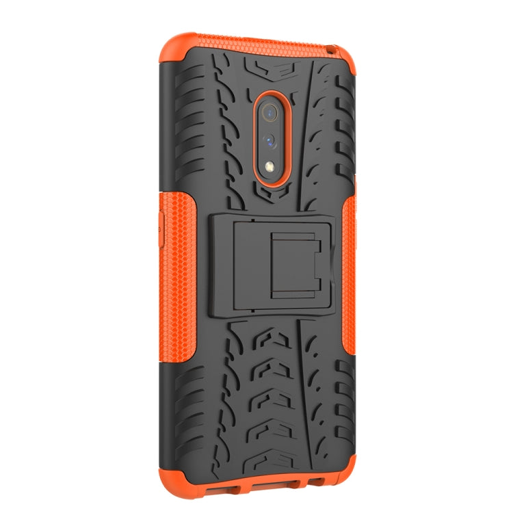 For OPPO Realme X Tire Texture TPU + PC Shockproof Case with Holder