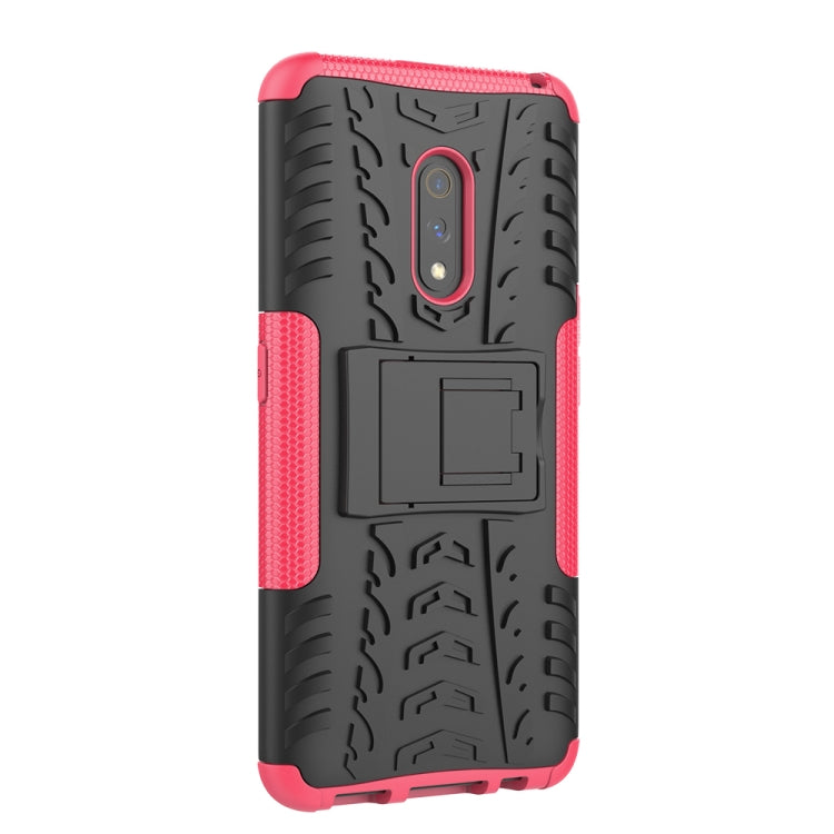 For OPPO Realme X Tire Texture TPU + PC Shockproof Case with Holder