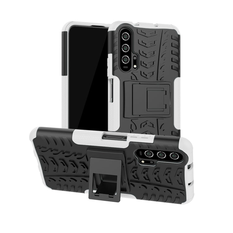 For Huawei Honor 20 Pro Tire Texture TPU + PC Shockproof Case with Holder