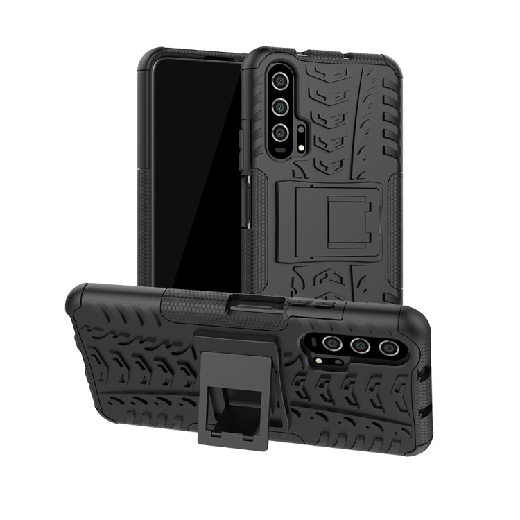 For Huawei Honor 20 Pro Tire Texture TPU + PC Shockproof Case with Holder
