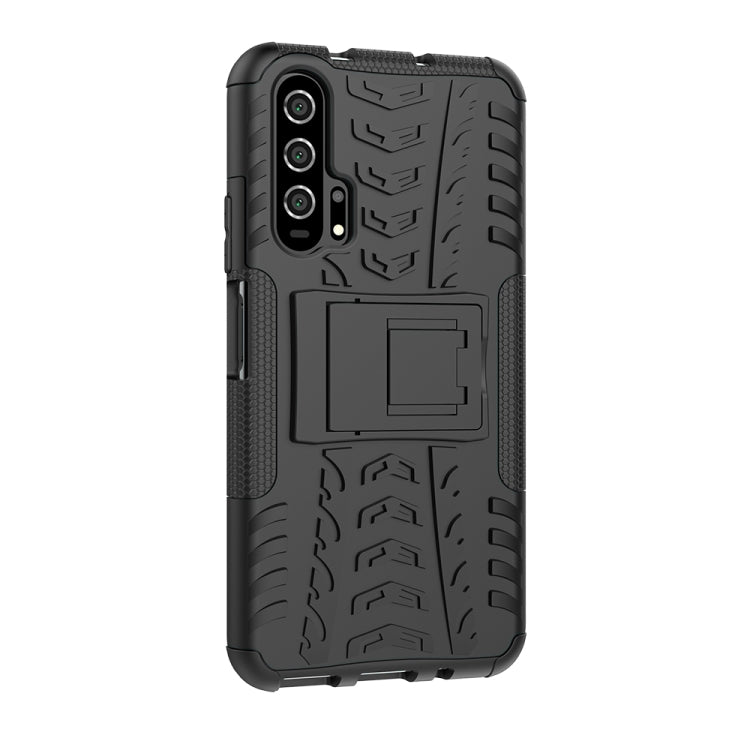 For Huawei Honor 20 Pro Tire Texture TPU + PC Shockproof Case with Holder
