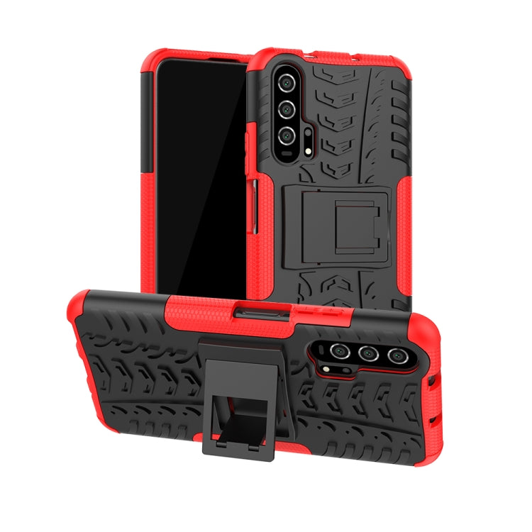 For Huawei Honor 20 Pro Tire Texture TPU + PC Shockproof Case with Holder
