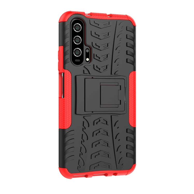 For Huawei Honor 20 Pro Tire Texture TPU + PC Shockproof Case with Holder