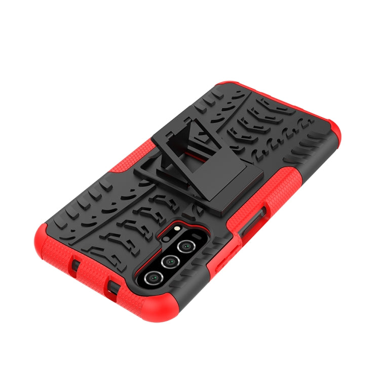 For Huawei Honor 20 Pro Tire Texture TPU + PC Shockproof Case with Holder