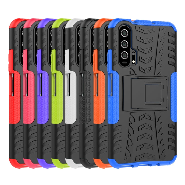 For Huawei Honor 20 Pro Tire Texture TPU + PC Shockproof Case with Holder