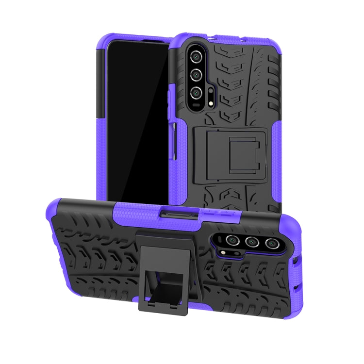 For Huawei Honor 20 Pro Tire Texture TPU + PC Shockproof Case with Holder