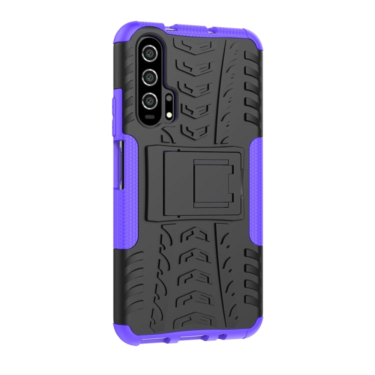 For Huawei Honor 20 Pro Tire Texture TPU + PC Shockproof Case with Holder