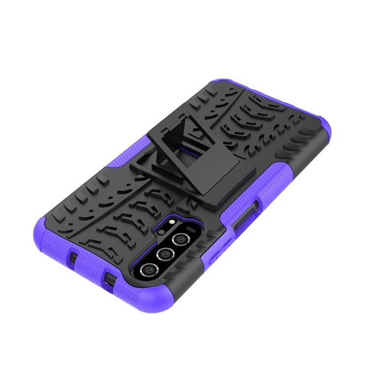 For Huawei Honor 20 Pro Tire Texture TPU + PC Shockproof Case with Holder