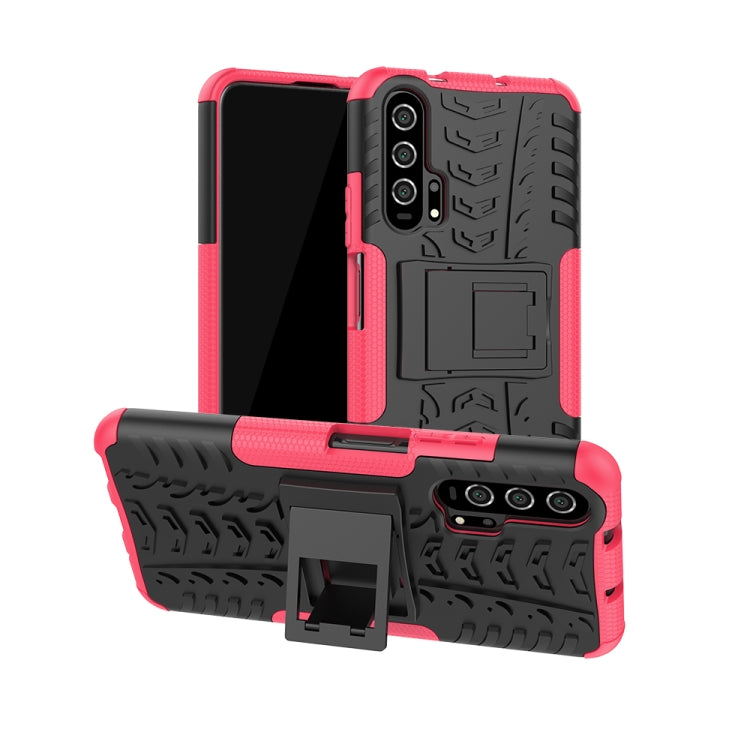 For Huawei Honor 20 Pro Tire Texture TPU + PC Shockproof Case with Holder