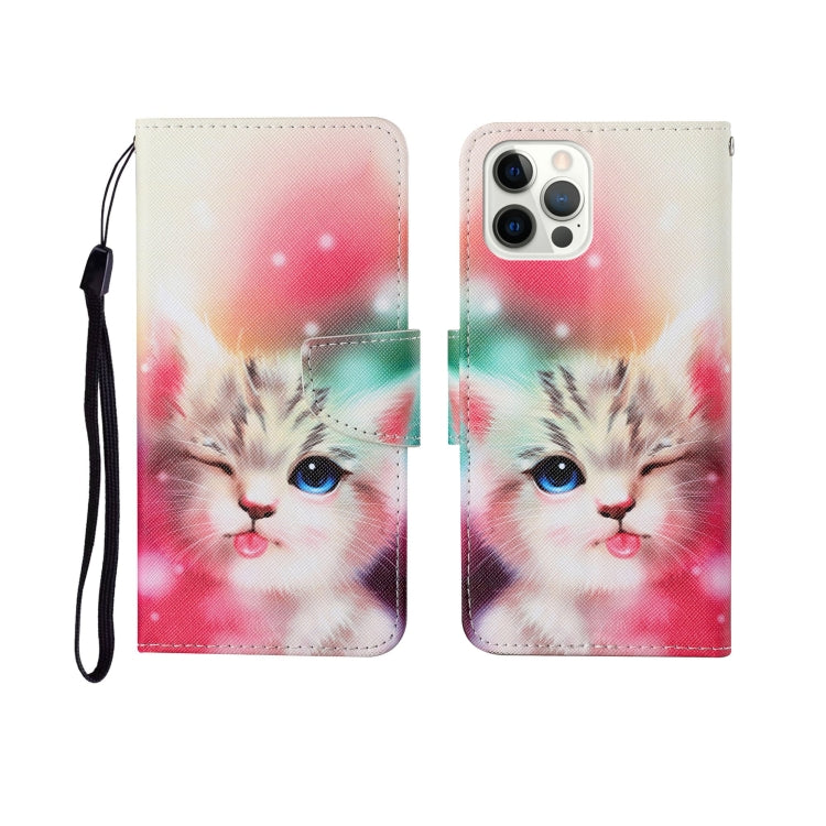 For iPhone 12/12 Pro Painted Pattern Horizontal Flip Leathe Case