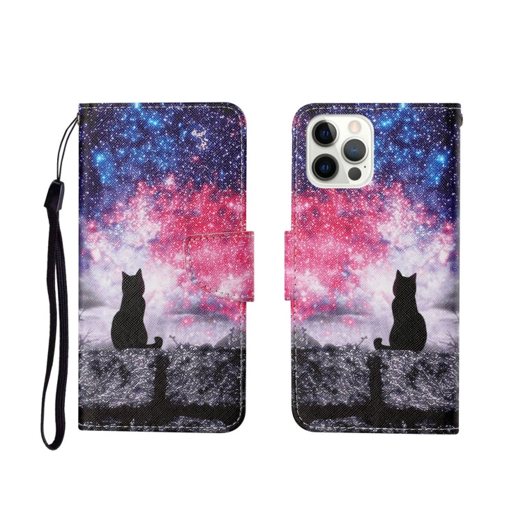 For iPhone 12/12 Pro Painted Pattern Horizontal Flip Leathe Case