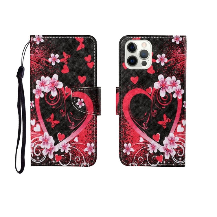 For iPhone 12/12 Pro Painted Pattern Horizontal Flip Leathe Case