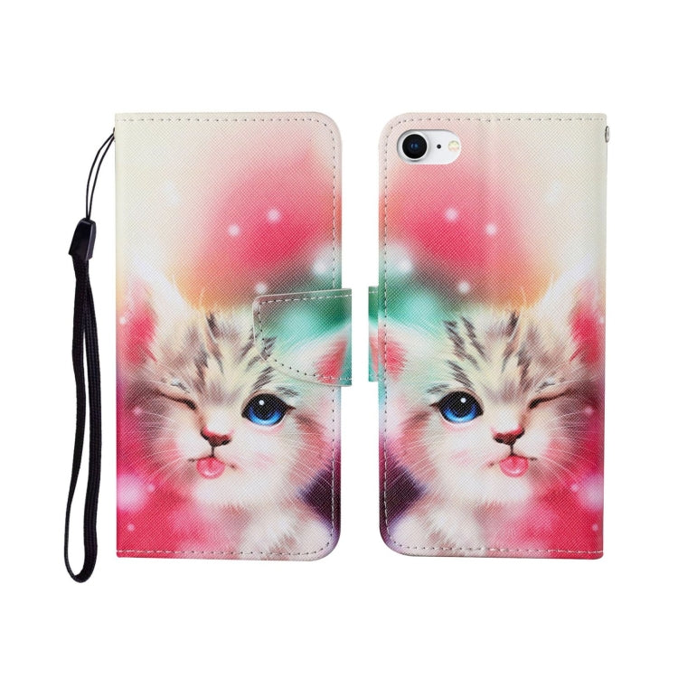 For iPhone SE (2020)/ 7 /8 Painted Pattern Horizontal Flip Leathe Case