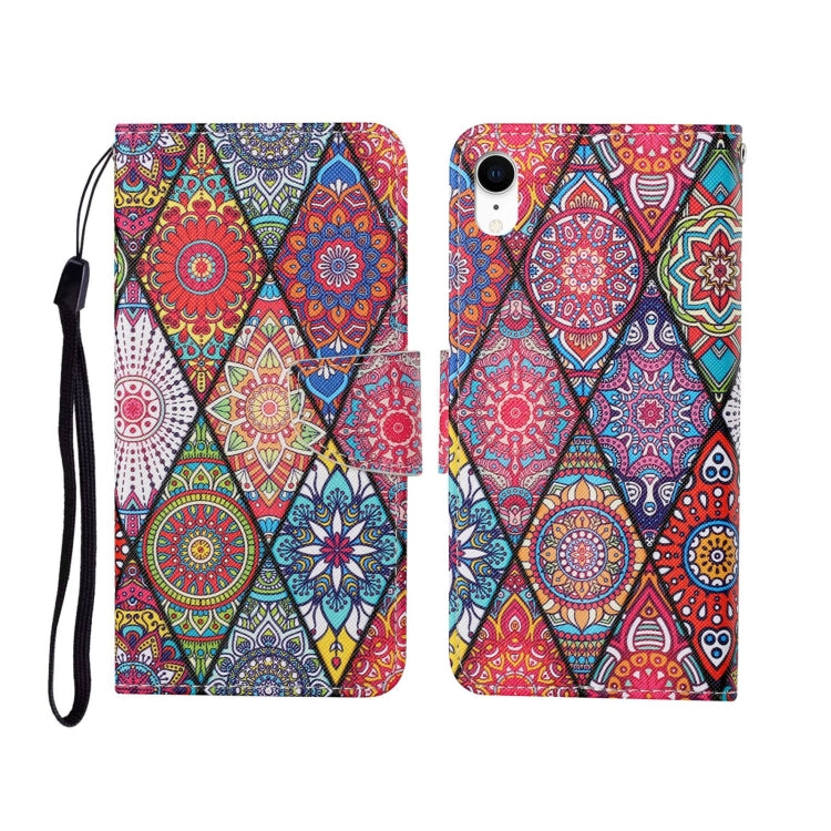 For iPhone XR Painted Pattern Horizontal Flip Leathe Case
