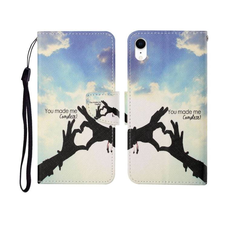 For iPhone XR Painted Pattern Horizontal Flip Leathe Case