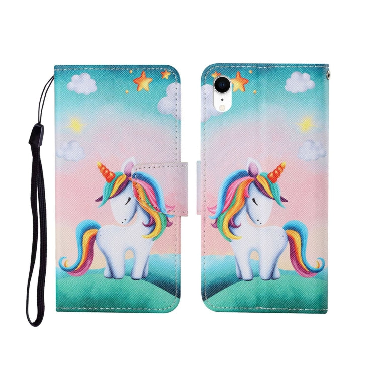 For iPhone XS Max Painted Pattern Horizontal Flip Leathe Case