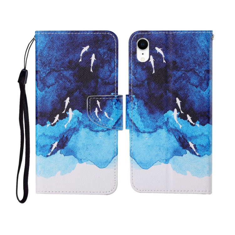 For iPhone XS Max Painted Pattern Horizontal Flip Leathe Case