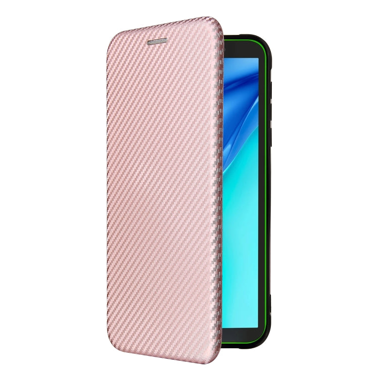 For Blackview BV6300 Pro Carbon Fiber Texture Horizontal Flip TPU + PC + PU Leather Case with Card Slot