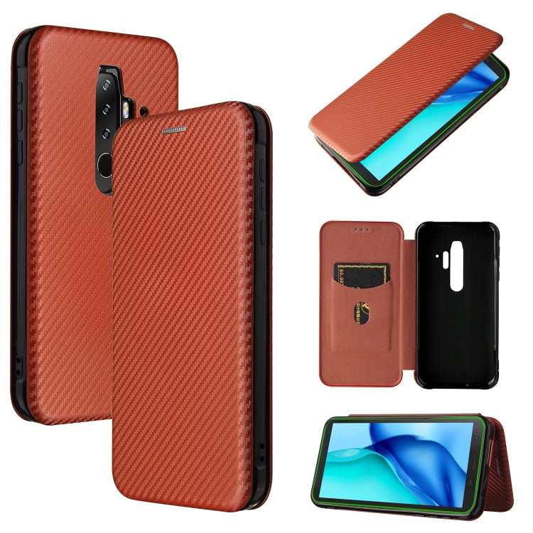 For Blackview BV6300 Pro Carbon Fiber Texture Horizontal Flip TPU + PC + PU Leather Case with Card Slot