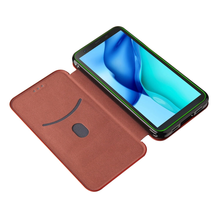For Blackview BV6300 Pro Carbon Fiber Texture Horizontal Flip TPU + PC + PU Leather Case with Card Slot