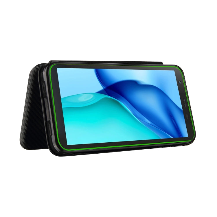 For Blackview BV6300 Pro Carbon Fiber Texture Horizontal Flip TPU + PC + PU Leather Case with Card Slot