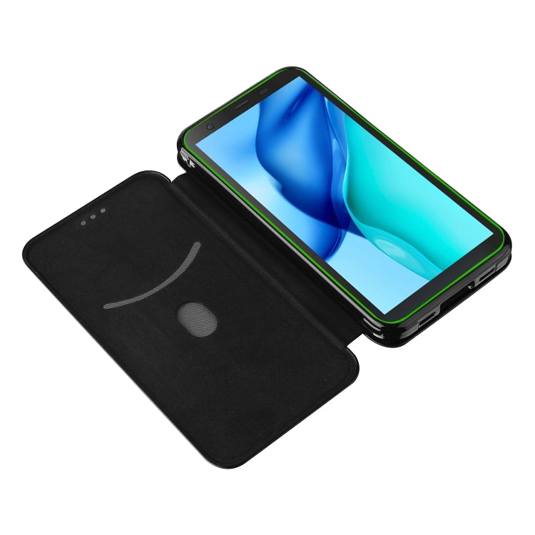 For Blackview BV6300 Pro Carbon Fiber Texture Horizontal Flip TPU + PC + PU Leather Case with Card Slot