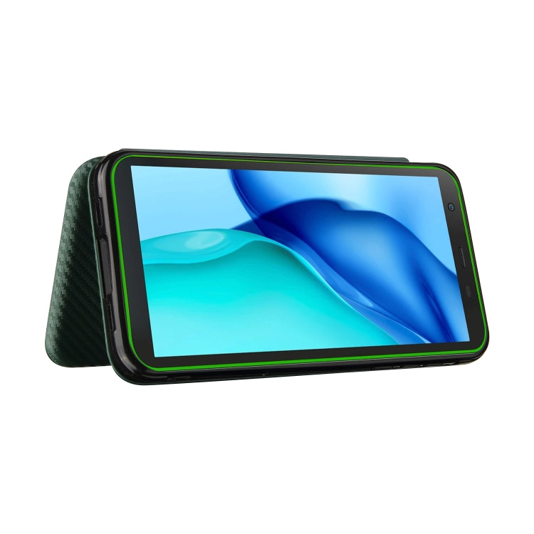 For Blackview BV6300 Pro Carbon Fiber Texture Horizontal Flip TPU + PC + PU Leather Case with Card Slot