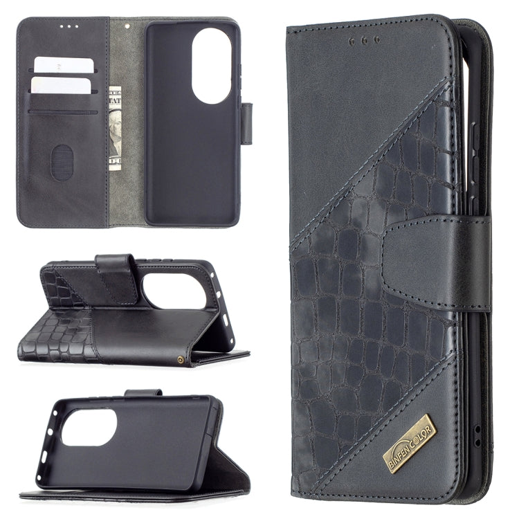 For Huawei P50 Pro Matching Color Crocodile Texture Horizontal Flip PU Leather Case with Wallet & Holder & Card Slots