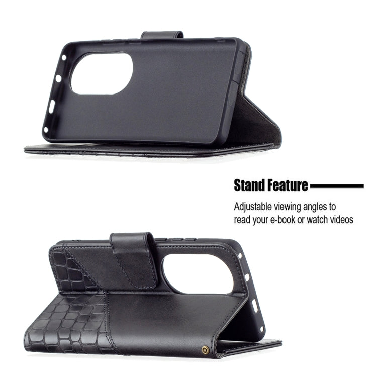 For Huawei P50 Pro Matching Color Crocodile Texture Horizontal Flip PU Leather Case with Wallet & Holder & Card Slots