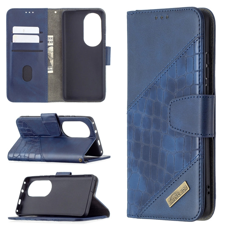 For Huawei P50 Pro Matching Color Crocodile Texture Horizontal Flip PU Leather Case with Wallet & Holder & Card Slots