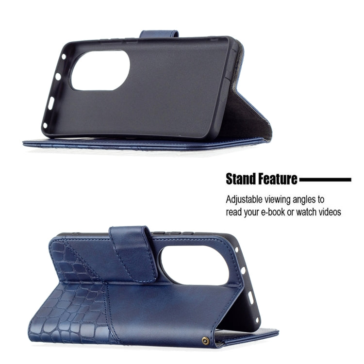 For Huawei P50 Pro Matching Color Crocodile Texture Horizontal Flip PU Leather Case with Wallet & Holder & Card Slots