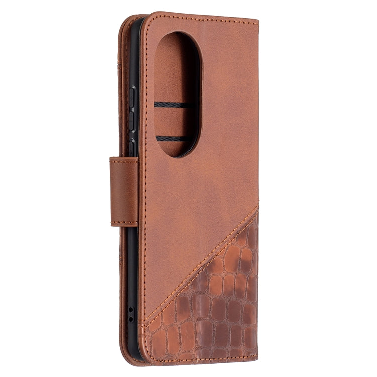 For Huawei P50 Pro Matching Color Crocodile Texture Horizontal Flip PU Leather Case with Wallet & Holder & Card Slots