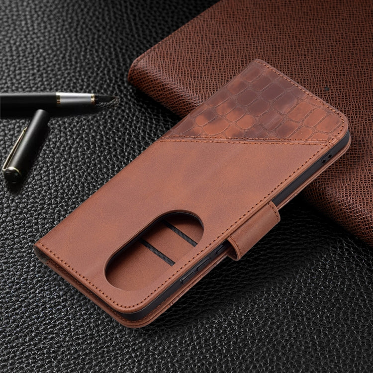 For Huawei P50 Pro Matching Color Crocodile Texture Horizontal Flip PU Leather Case with Wallet & Holder & Card Slots