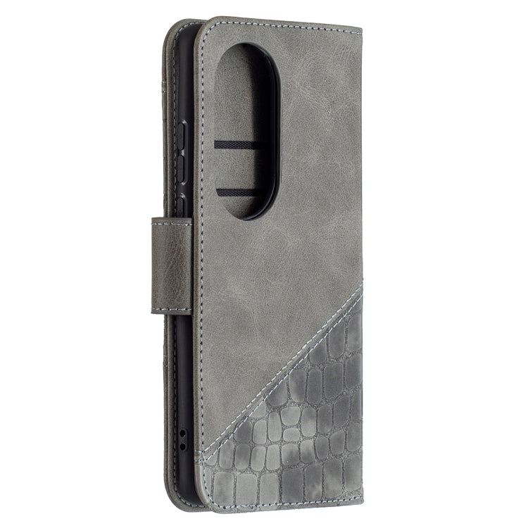 For Huawei P50 Pro Matching Color Crocodile Texture Horizontal Flip PU Leather Case with Wallet & Holder & Card Slots