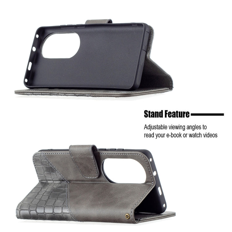 For Huawei P50 Pro Matching Color Crocodile Texture Horizontal Flip PU Leather Case with Wallet & Holder & Card Slots