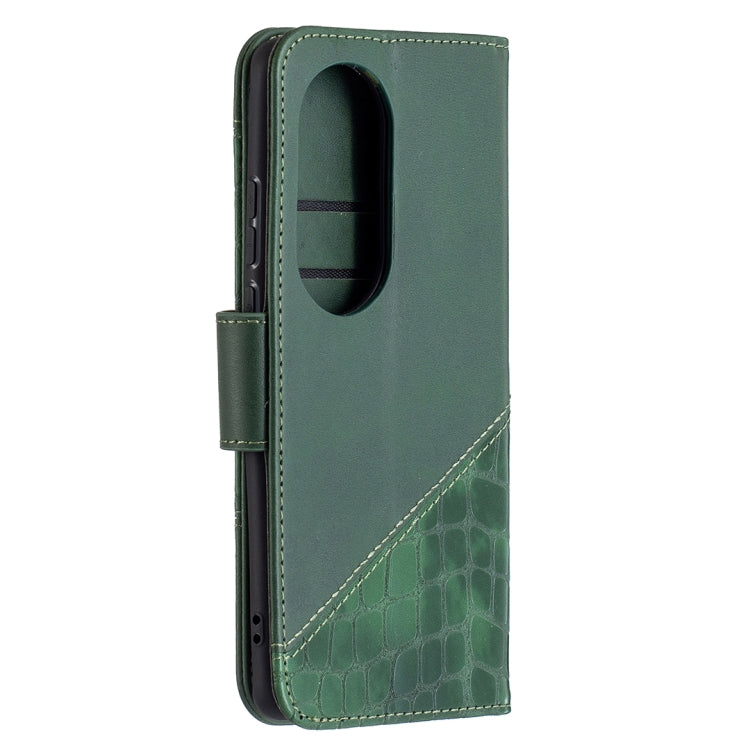 For Huawei P50 Pro Matching Color Crocodile Texture Horizontal Flip PU Leather Case with Wallet & Holder & Card Slots