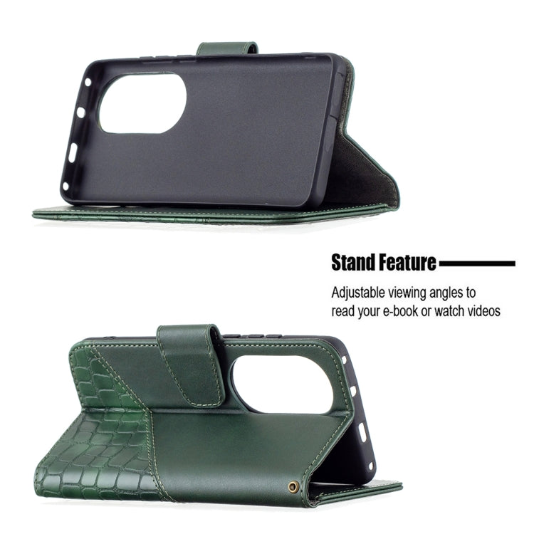 For Huawei P50 Pro Matching Color Crocodile Texture Horizontal Flip PU Leather Case with Wallet & Holder & Card Slots