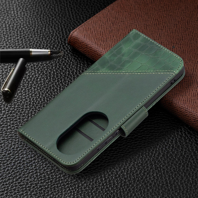 For Huawei P50 Pro Matching Color Crocodile Texture Horizontal Flip PU Leather Case with Wallet & Holder & Card Slots