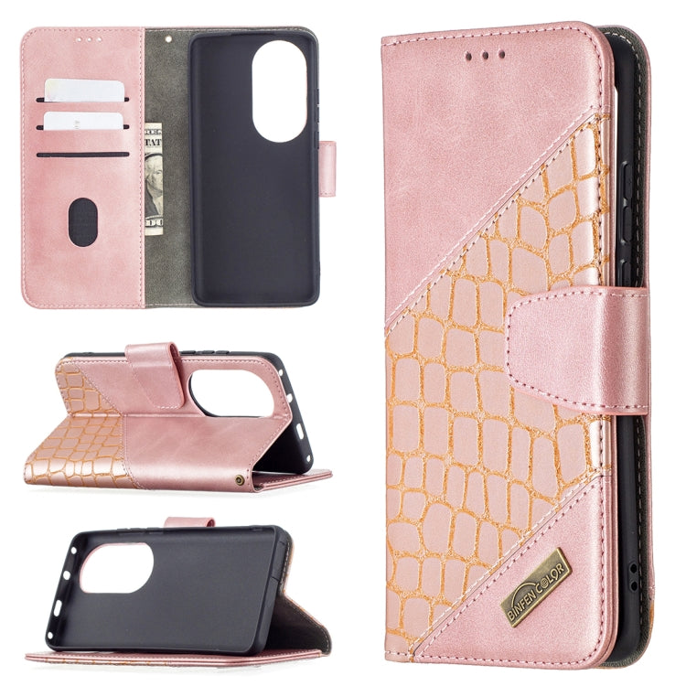 For Huawei P50 Pro Matching Color Crocodile Texture Horizontal Flip PU Leather Case with Wallet & Holder & Card Slots